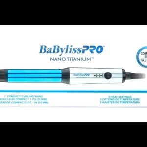 BabylissPRO Nano Titanium Professional Curling Wand, 1" Compact - Blue